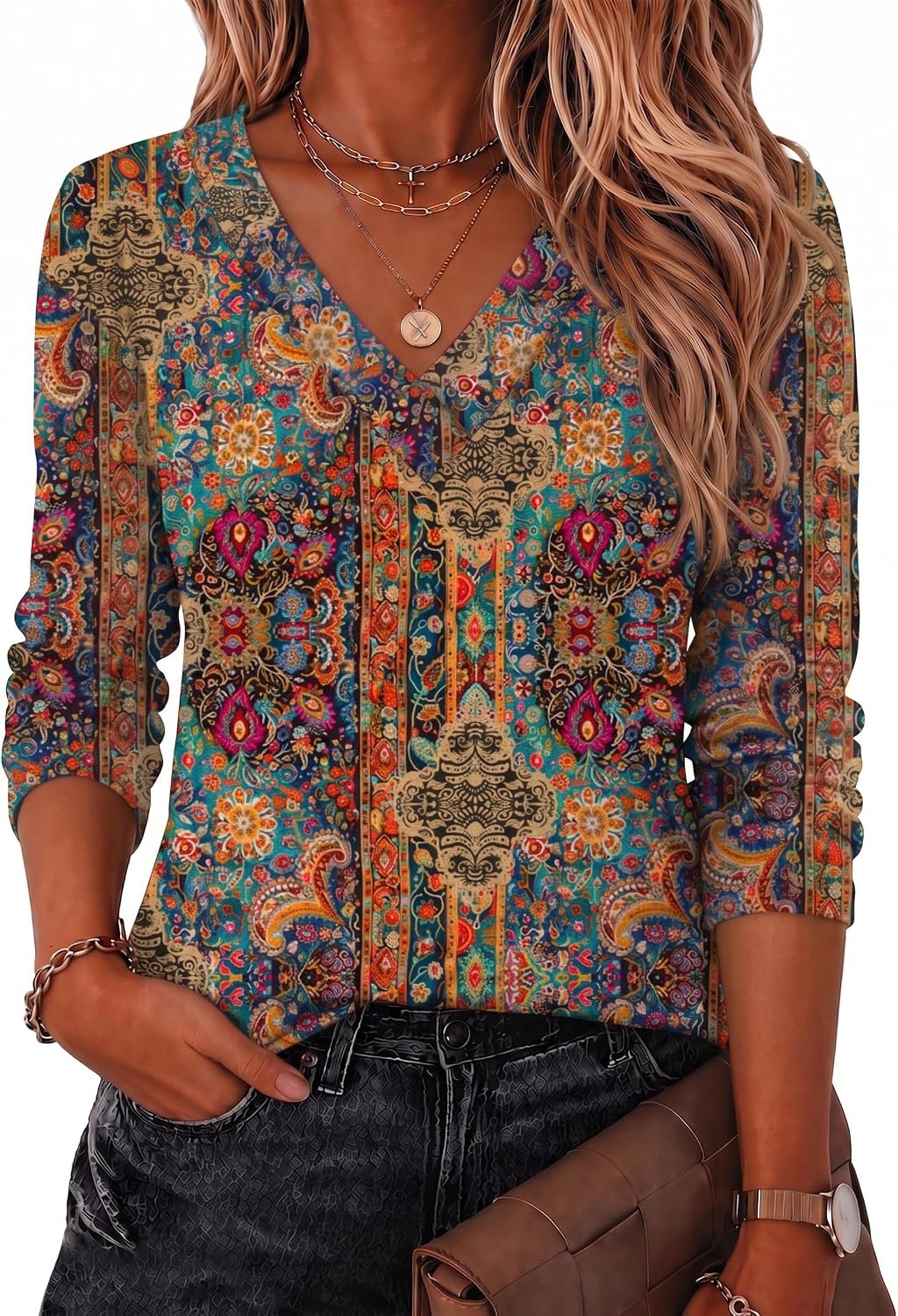Zeagoo Women Long Sleeve Tops Dressy Casual V Neck Shirt Fall Work Blouse